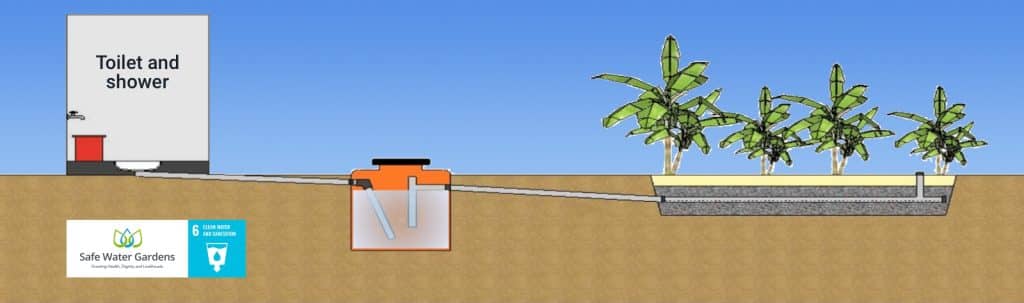 A basic schematic model of a Safe Water Garden (SDG 6 – Clean Water and Sanitation)