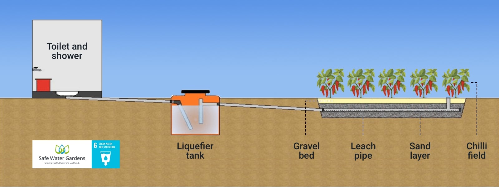 A basic schematic model of a Safe Water Garden – SDG 6 (Clean Water and Sanitation)